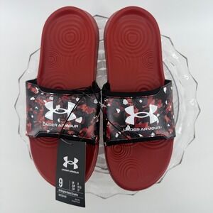 Under Armour Mens Ignite Graphic Slides Red Camo Sandals 3027220-801 Size 9 NWT